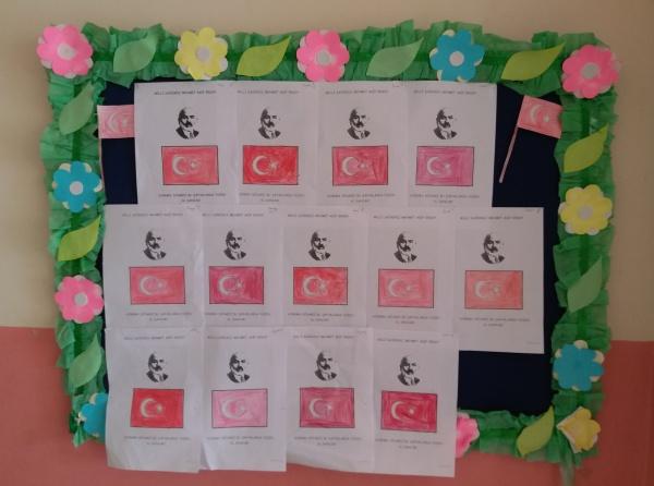 12 Mart İstiklal Marşı ve Mehmet Akif ERSOY´u Anma Günü Kapsamında Anasınıfı Öğrencilerimizden Anlamlı Boyama Etkinliği
